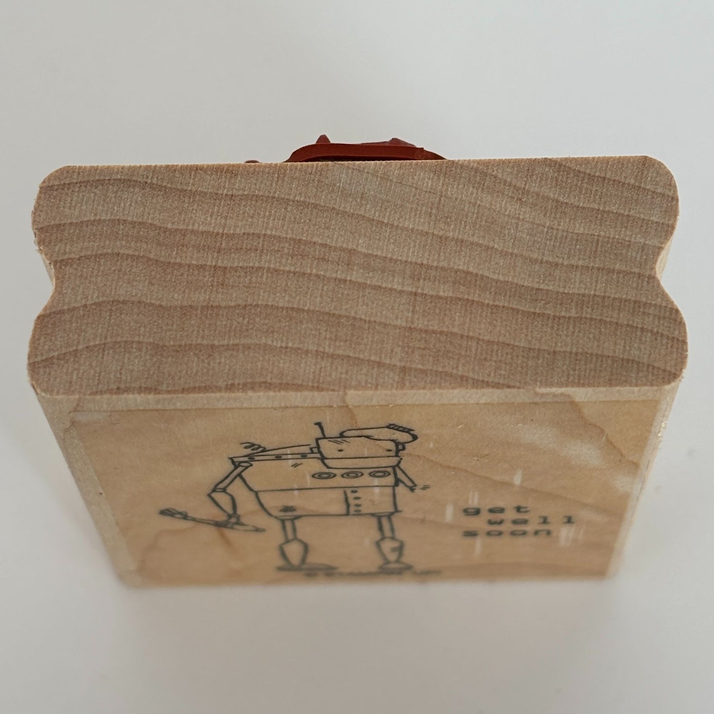 Stampin Up Wood Rubber Stamp Robot Balloon Happy Birthday Human Card Making Word