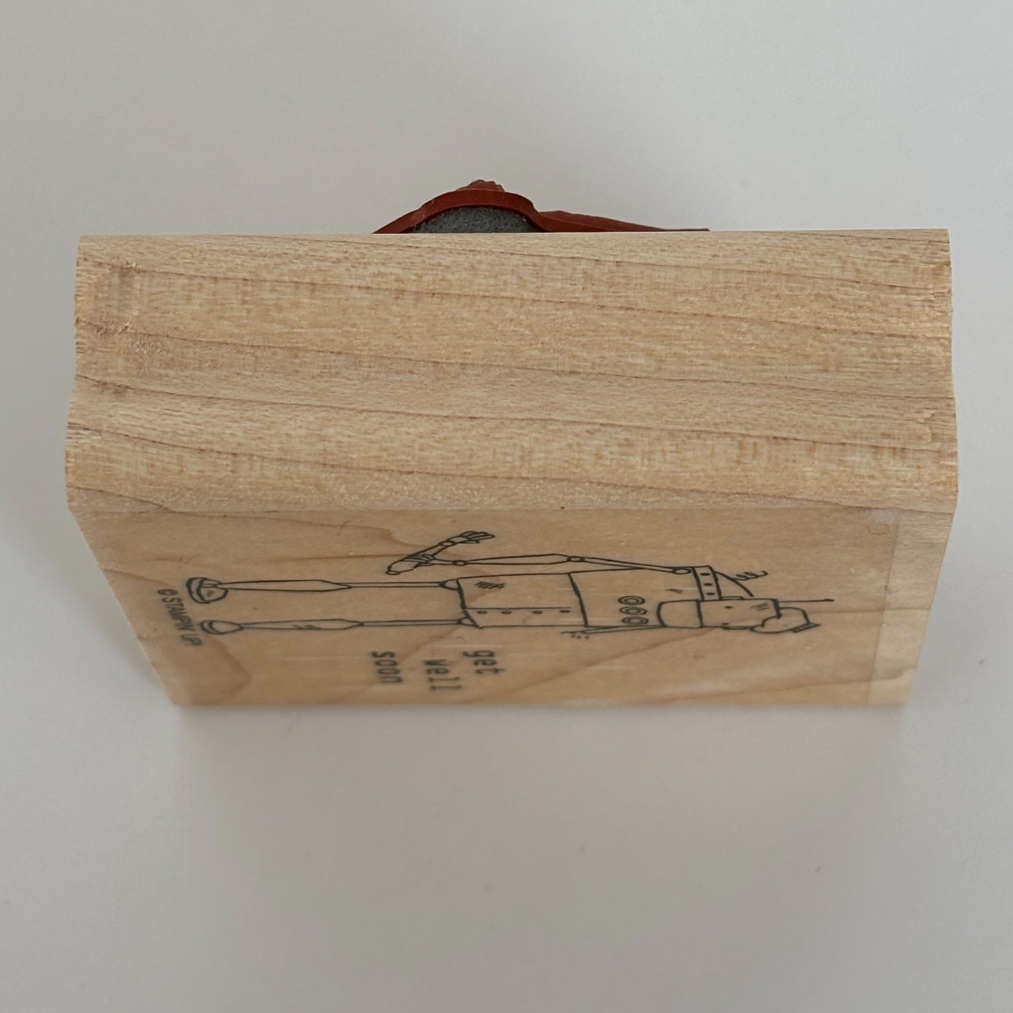 Stampin Up Wood Rubber Stamp Robot Balloon Happy Birthday Human Card Making Word