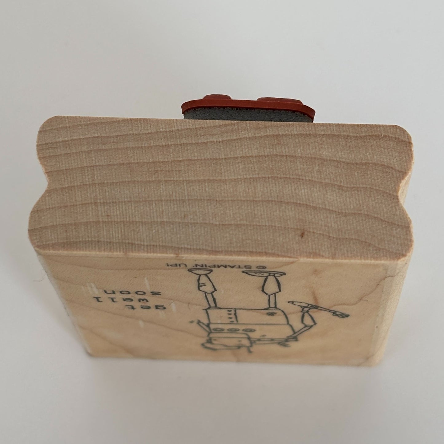 Stampin Up Wood Rubber Stamp Robot Balloon Happy Birthday Human Card Making Word