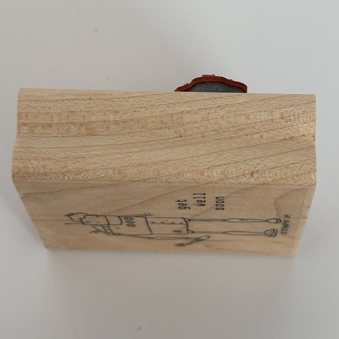 Stampin Up Wood Rubber Stamp Robot Balloon Happy Birthday Human Card Making Word