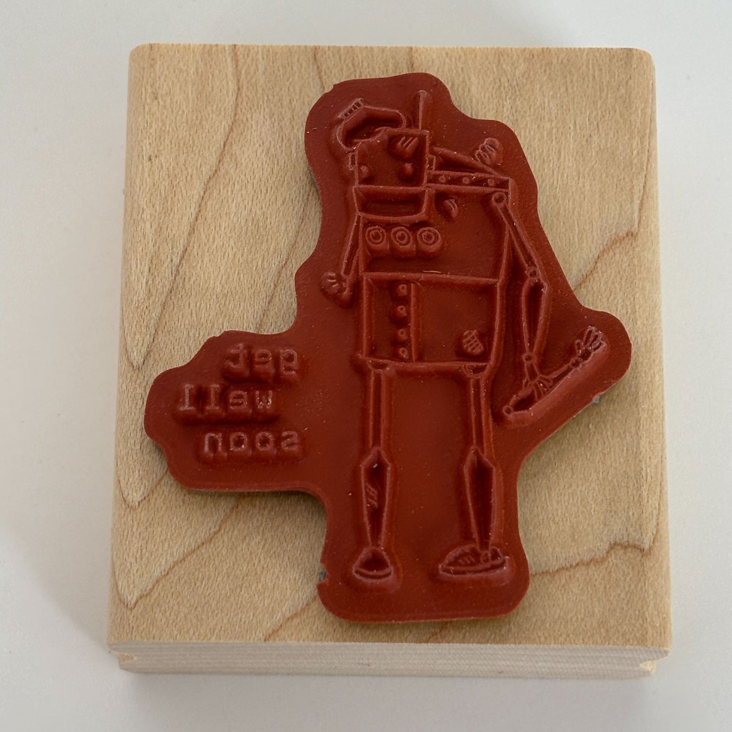 Stampin Up Wood Rubber Stamp Robot Balloon Happy Birthday Human Card Making Word