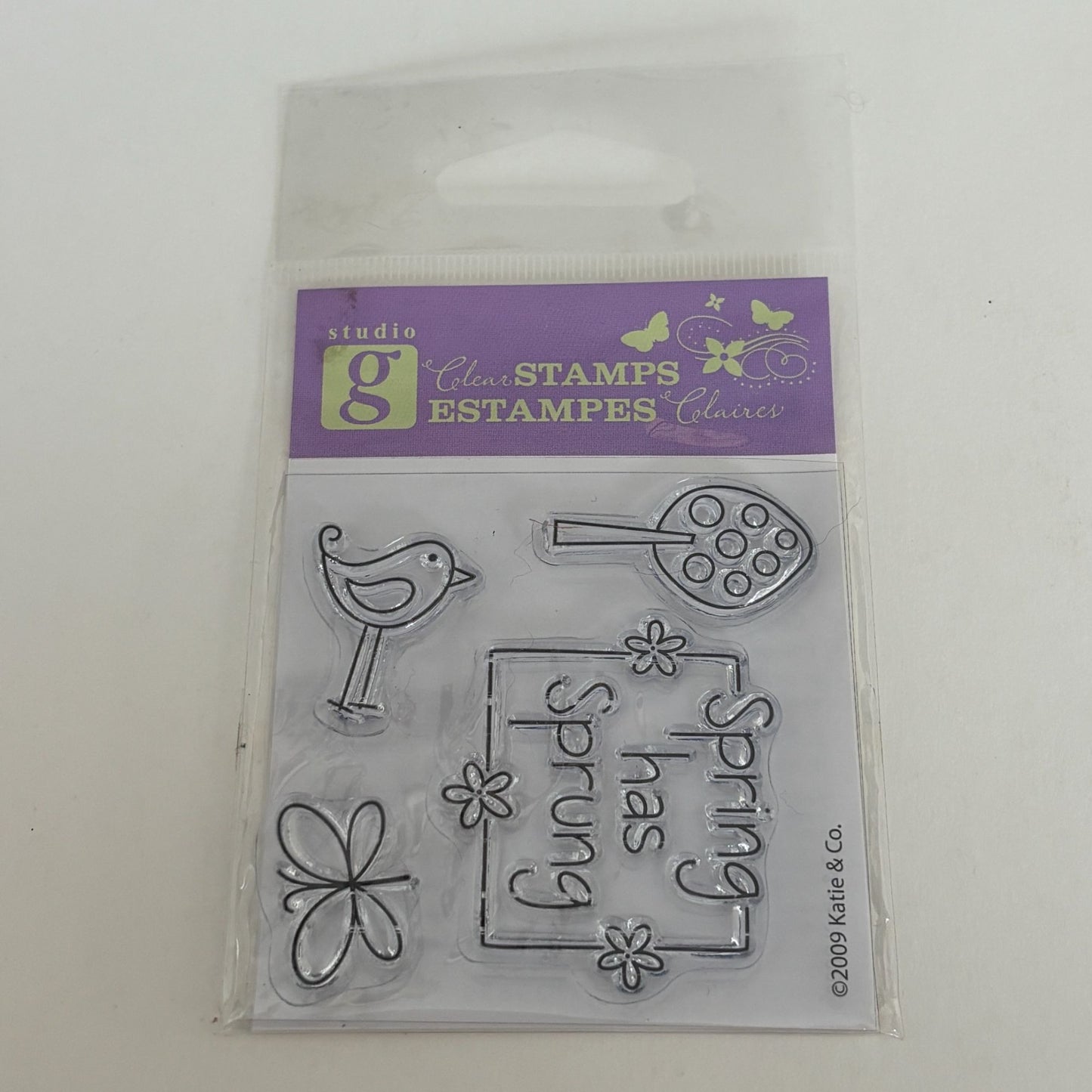 Studio G Clear Stamp Claires Spring has Sprung Bird Butterfly Tree Cardmaking Small
