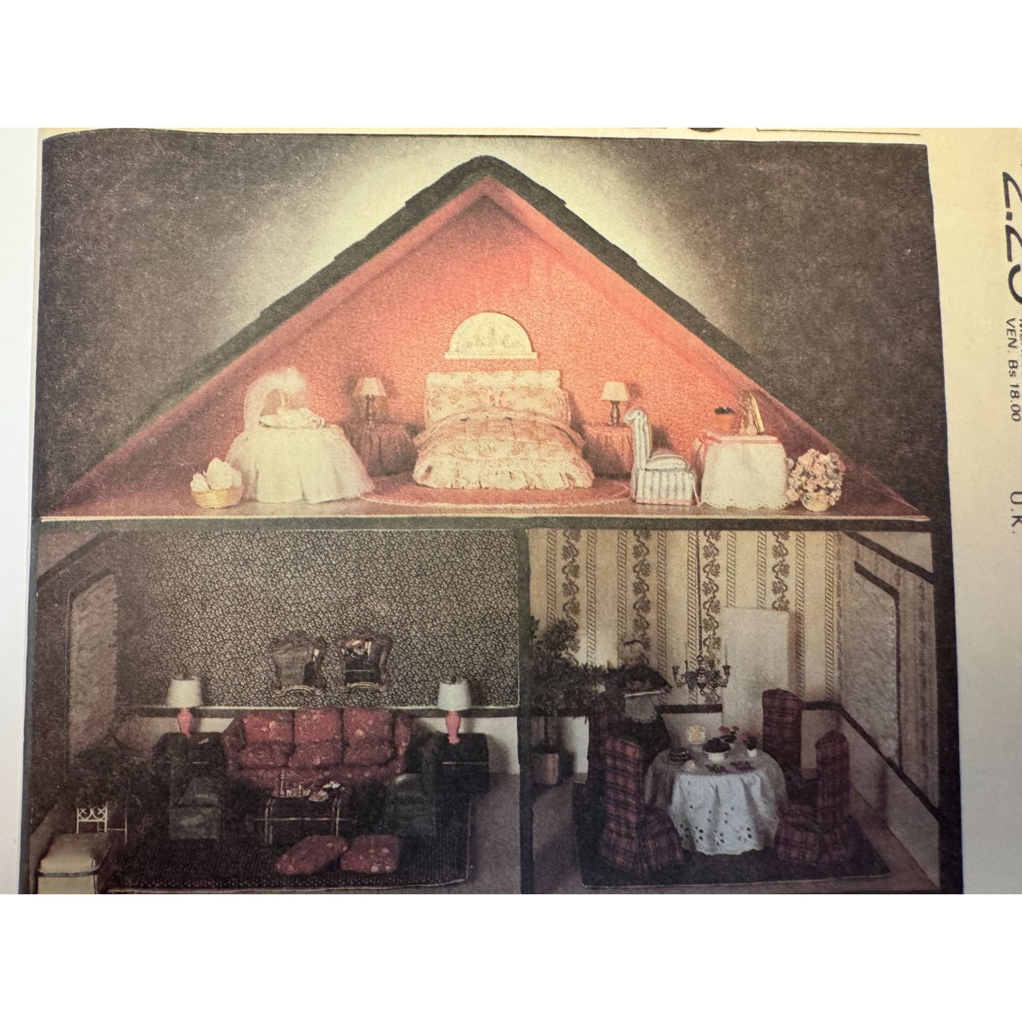 McCalls Sewing Pattern 6889 Dollhouse Rooms Furniture Dining Room Bedroom Decor Uncut