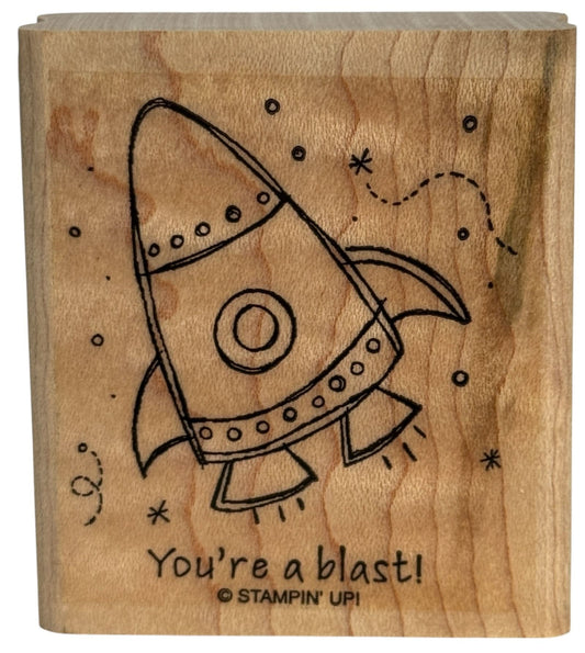 Stampin Up Rubber Stamp You are a Blast Rocket Ship Outer Space Card Making Word