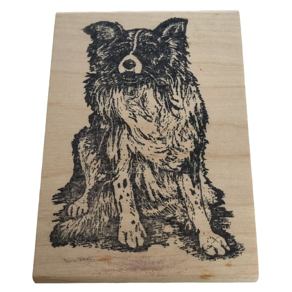 Wood Mounted Rubber Stamp Border Collie Dog Card Making Animal Family Pet J1195