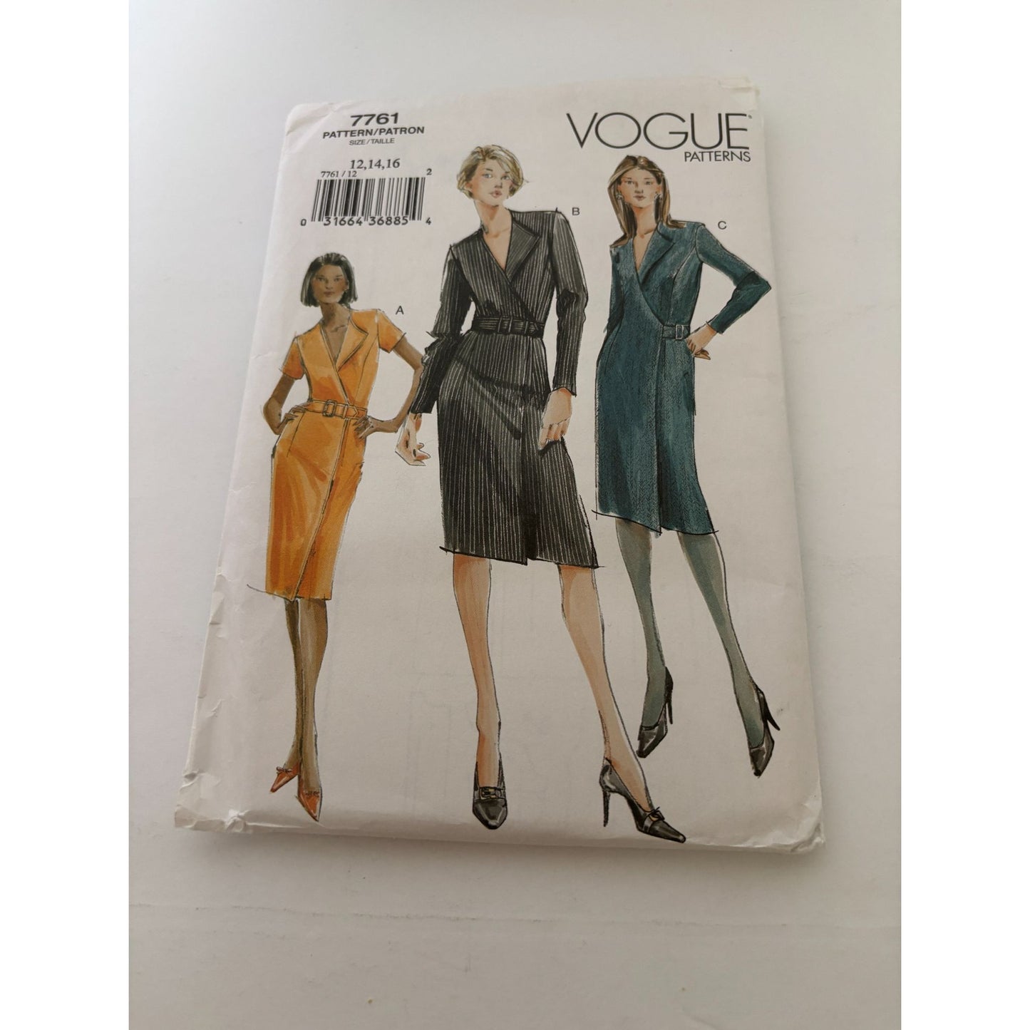 Vogue Sewing Pattern 7761 Semi-Fitted Wrap A-Line Dress Sizes 12 14 16 Easy UC