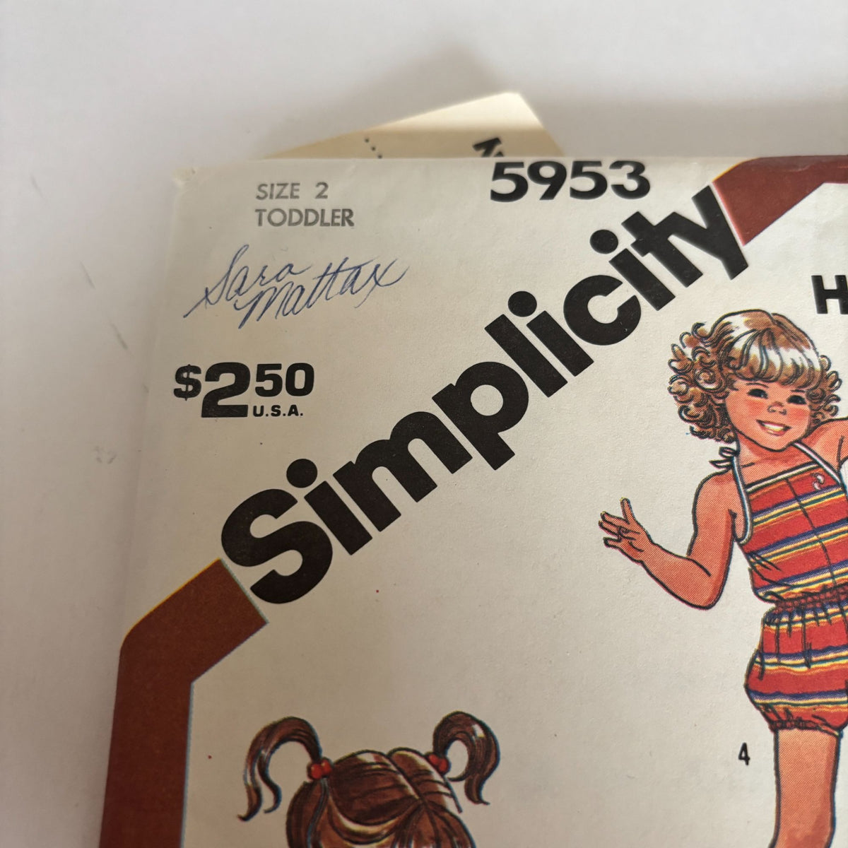 Simplicity Sewing Pattern 5953 Toddler Romper Shorts Top Vintage 1980s Retro Size 2 Uncut