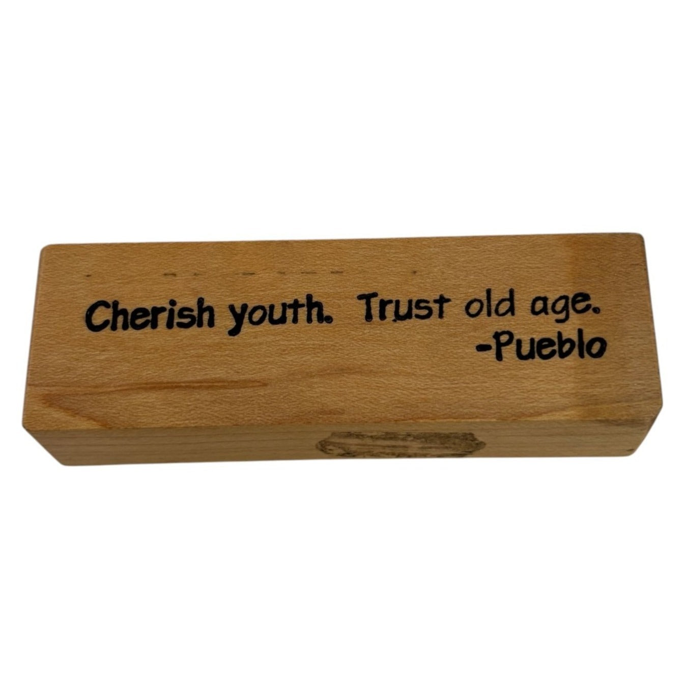 Wooden Rubber Stamp Birthday Card Sentiment Words Cherish Youth Trust Old Age