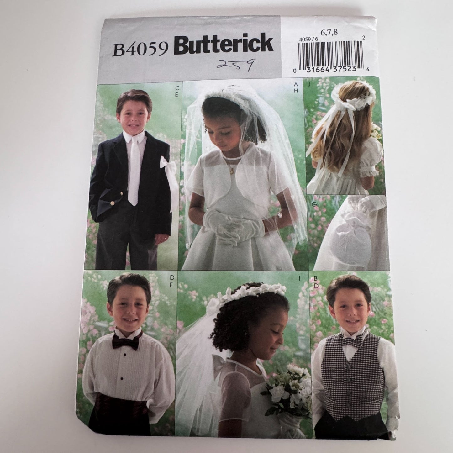 Butterick Sewing Pattern B4059 First Communion Veil Boys Vest Tie 6-8 Uncut Formalwear Accessories