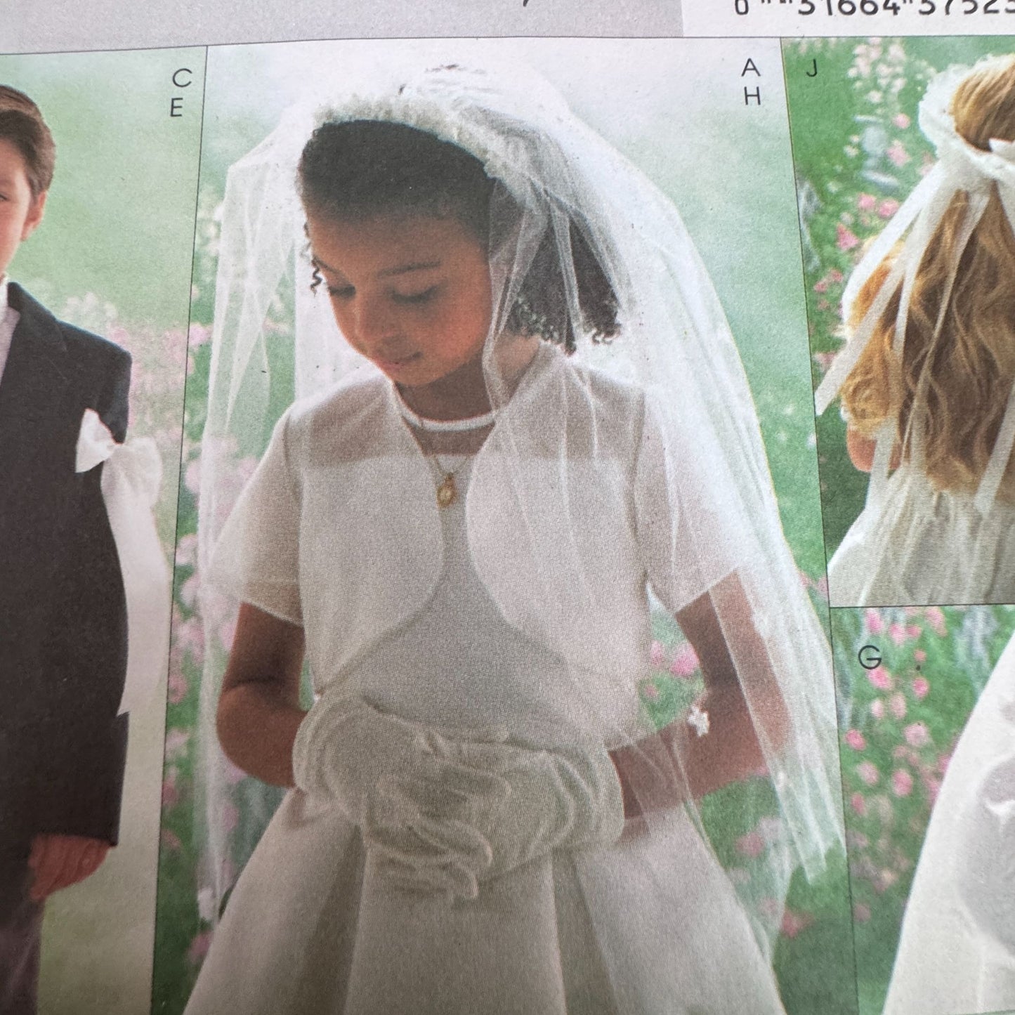Butterick Sewing Pattern B4059 First Communion Veil Boys Vest Tie 6-8 Uncut Formalwear Accessories