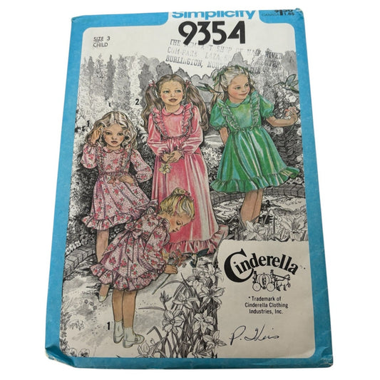 Simplicity Sewing Pattern 9354 Cinderella Girls Dress Ruffles Sz 3 Vintage 1970s