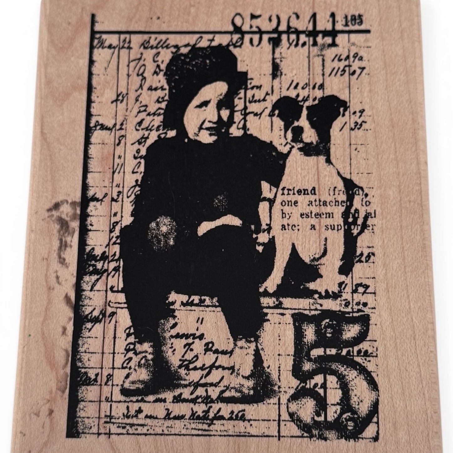 Stampers Anonymous Rubber Stamp Collage Dog Mixed Media Tim Holtz Steampunk Best Friends Script