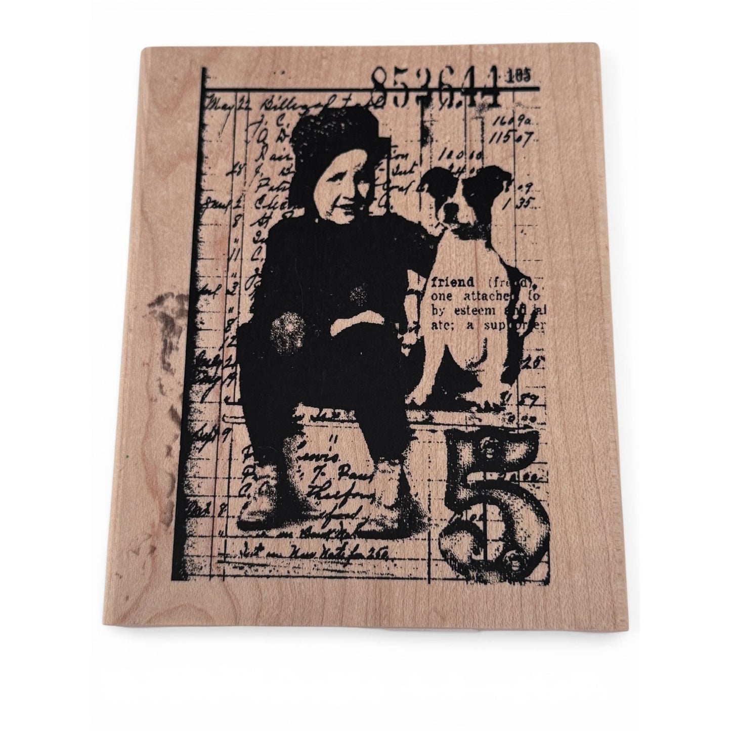 Stampers Anonymous Rubber Stamp Collage Dog Mixed Media Tim Holtz Steampunk Best Friends Script