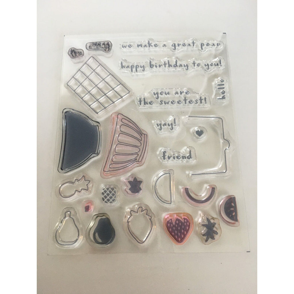 Stampin Up Fruit Basket Acrylic Stamps Food Hello Happy Birthday Friend To From