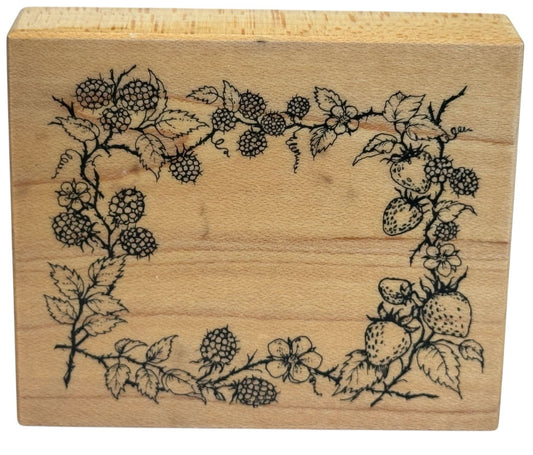 PSX Rubber Stamp Strawberry Blackberry Frame Fruit Vines Recipe Food Berry Craft