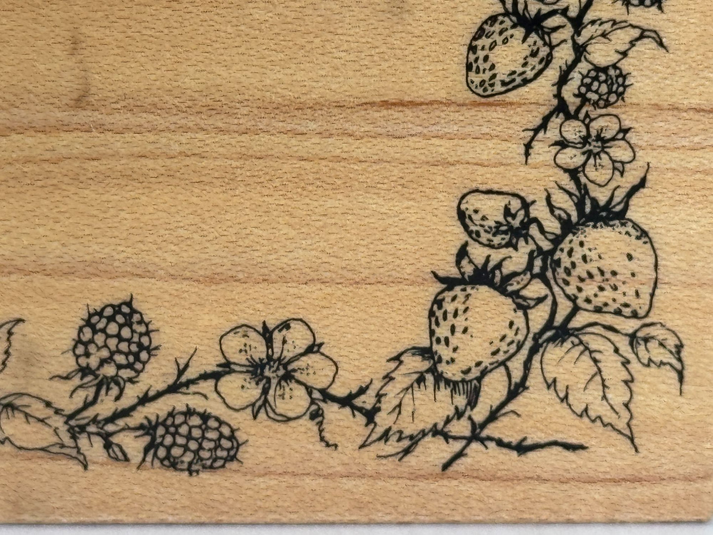 PSX Rubber Stamp Strawberry Blackberry Frame Fruit Vines Recipe Food Berry Craft
