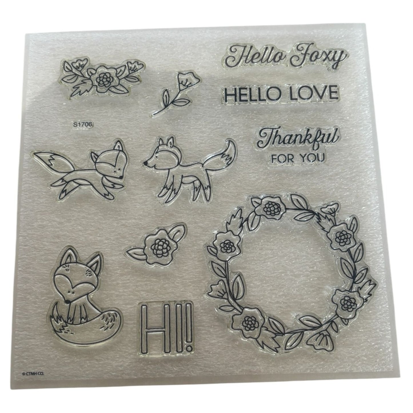 CTMH Acrylic Stamps Set Hello Foxy Fox Flower Wreath Thankful for You My Acrylix