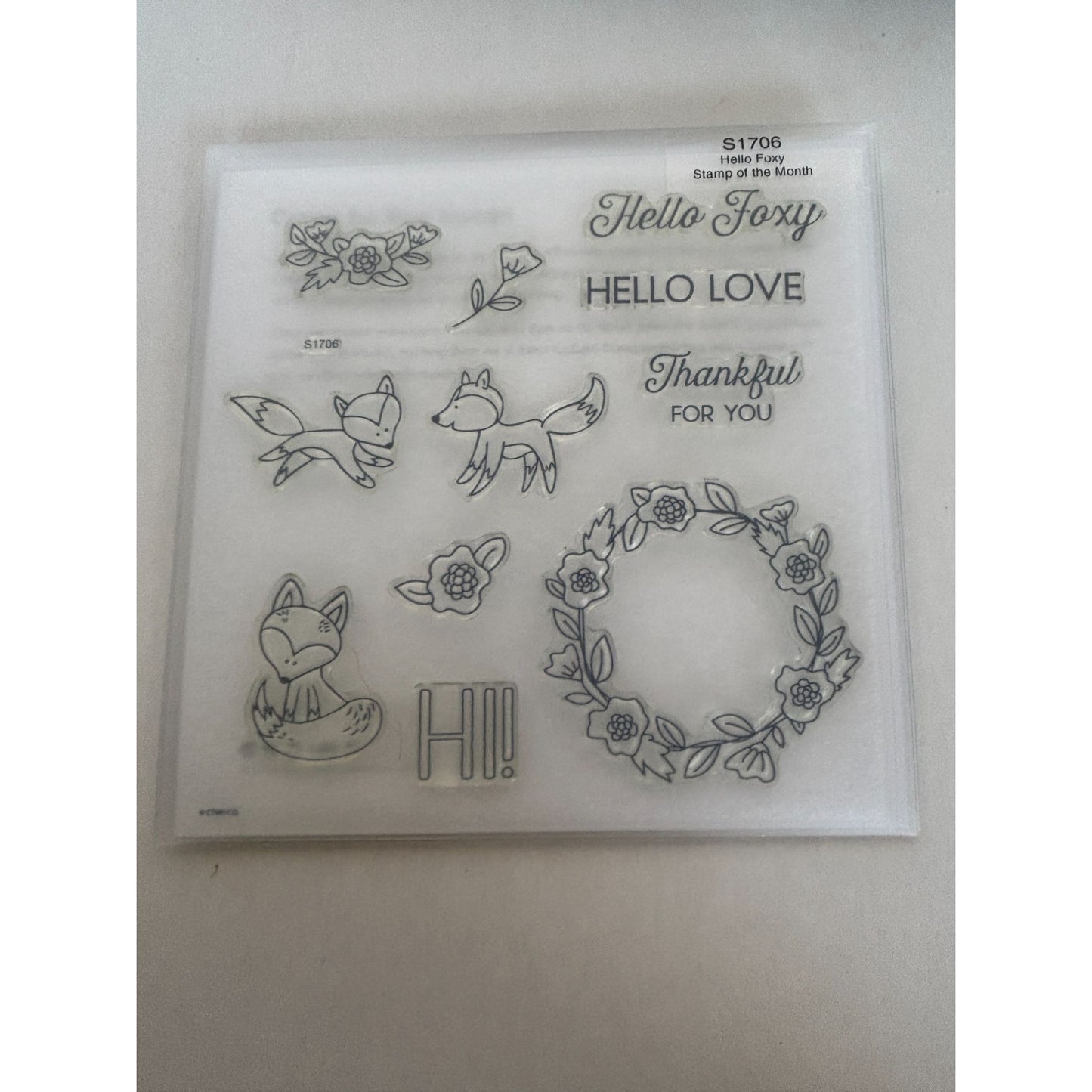 CTMH Acrylic Stamps Set Hello Foxy Fox Flower Wreath Thankful for You My Acrylix