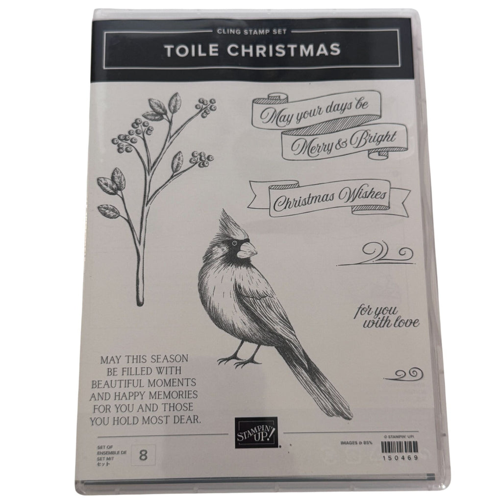 Stampin Up Stamp Set Toile and Christmas Cardinal Dies Holiday Card Making Bird Cling