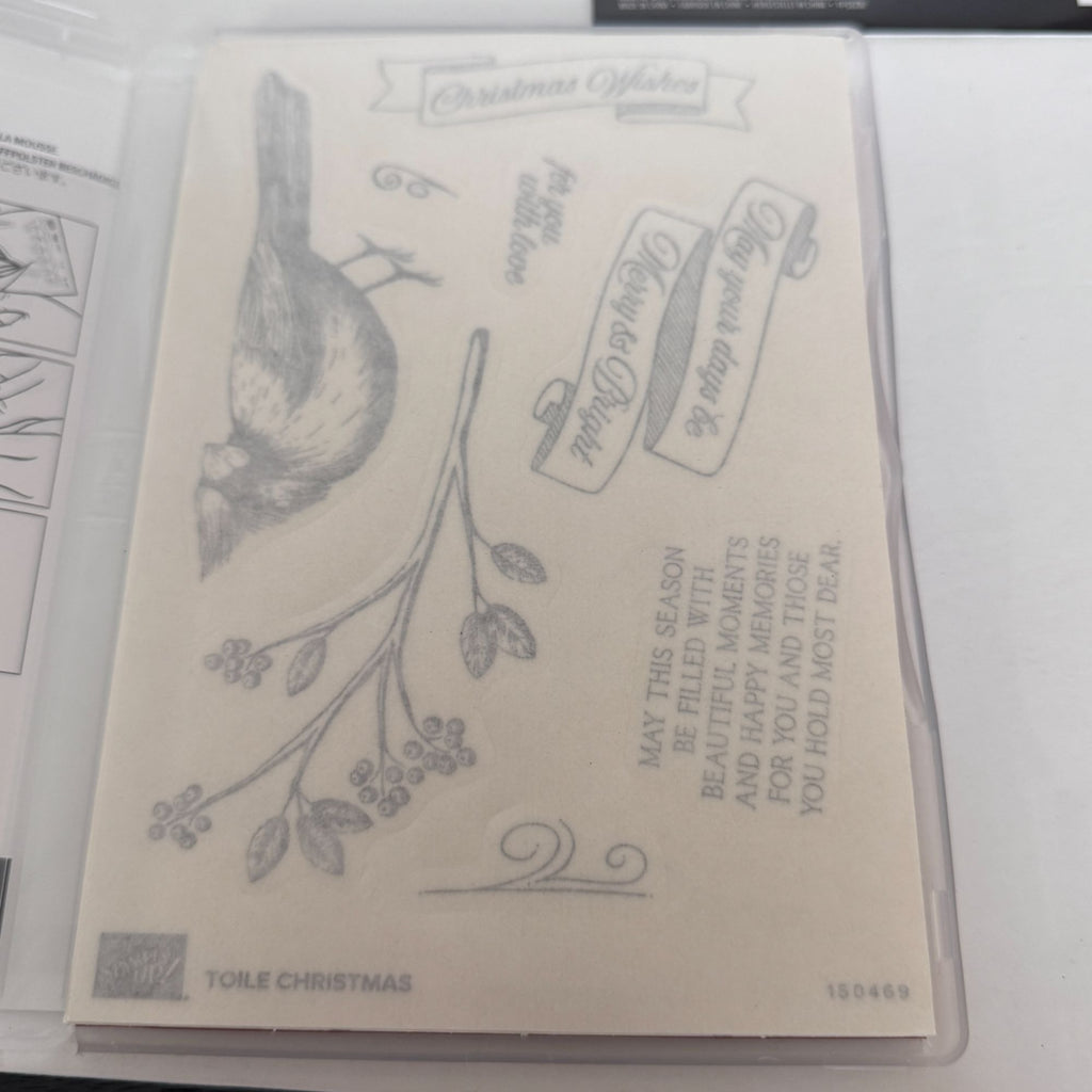 Stampin Up Stamp Set Toile and Christmas Cardinal Dies Holiday Card Making Bird Cling