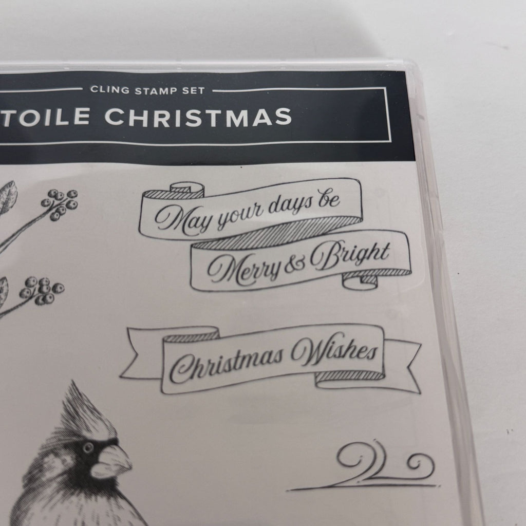 Stampin Up Stamp Set Toile and Christmas Cardinal Dies Holiday Card Making Bird Cling