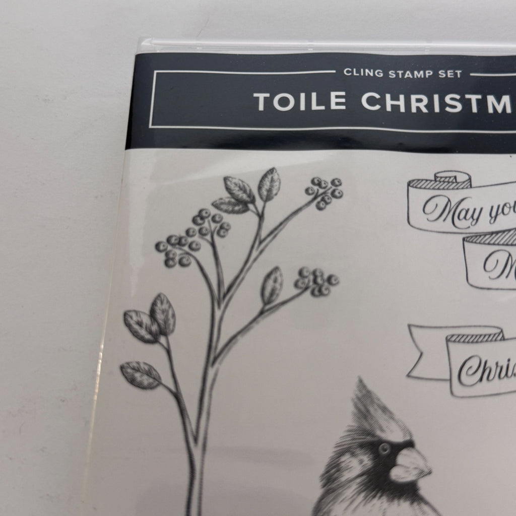 Stampin Up Stamp Set Toile and Christmas Cardinal Dies Holiday Card Making Bird Cling