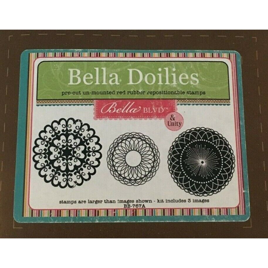 Unity Stamp Company Bella Doilies Red Rubber Repositionable Stamps Unmounted New