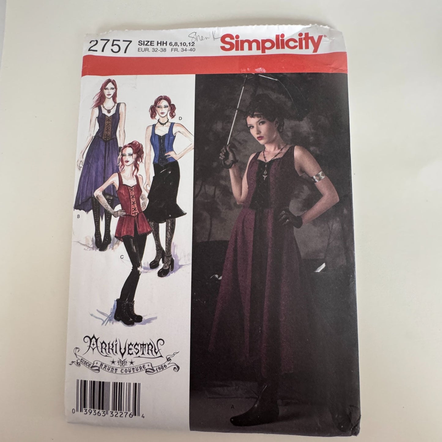 Simplicity Sewing Pattern 2757 Arkivestry Costume Gothic Steampunk Vest Skirt UC 6-12