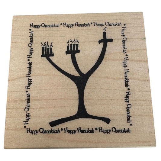 Peddlers Pack Rubber Stamp Happy Hanukkah Chanukah Menorah Candles Card Making