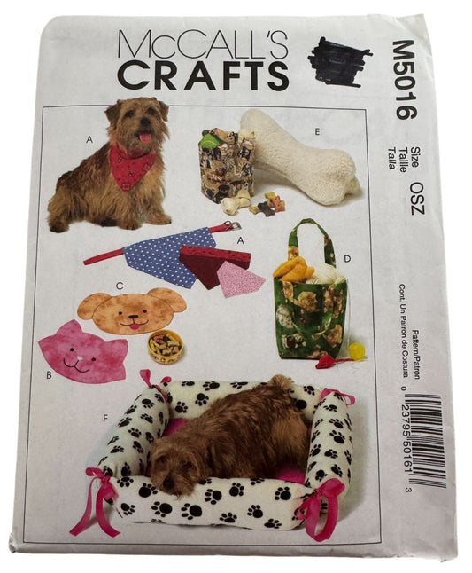 McCalls Sewing Pattern M5016 Crafts Pet Bed Neckerchief Placemat Bone Pillow UC