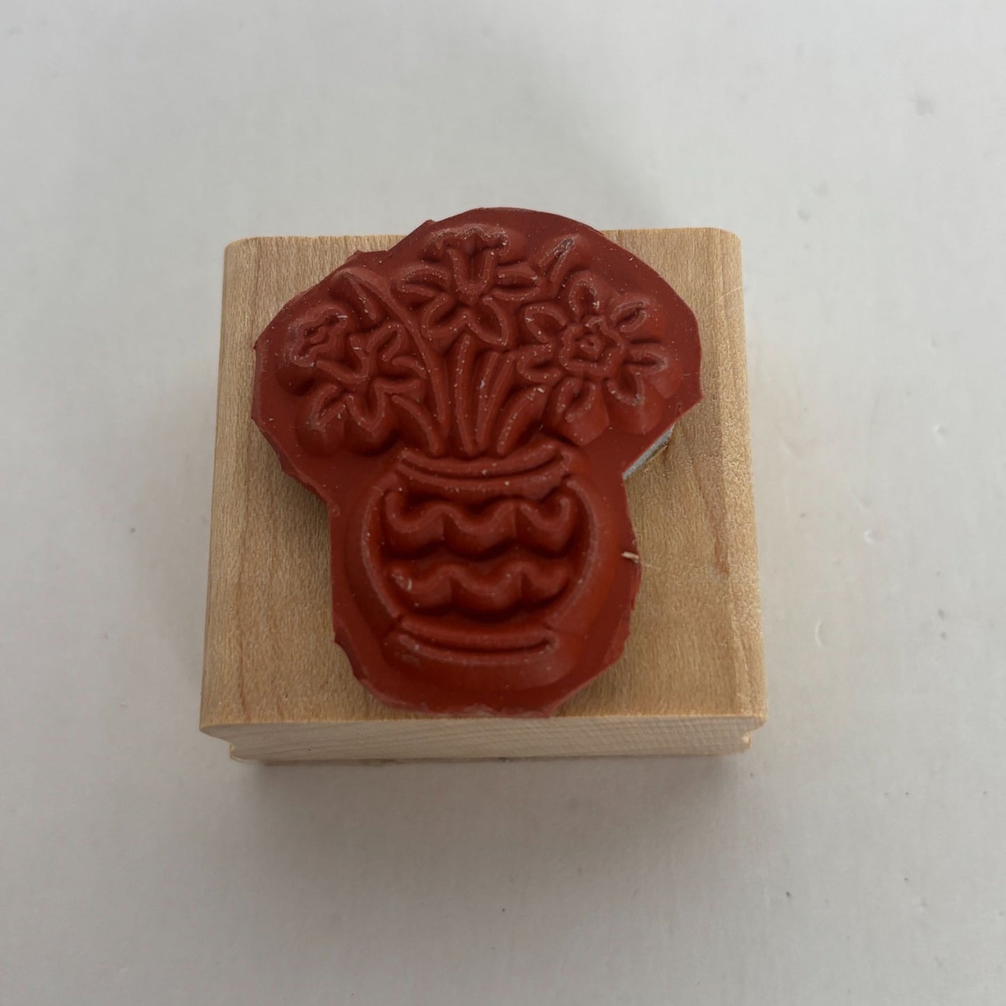 Stampin Up Wood Mounted Rubber Stamp Flower Vase Spring Friendship Card Making