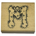 Hooks Lines and Inkers Rubber Stamp Alphabet Letter M Angel Initial Hearts Love