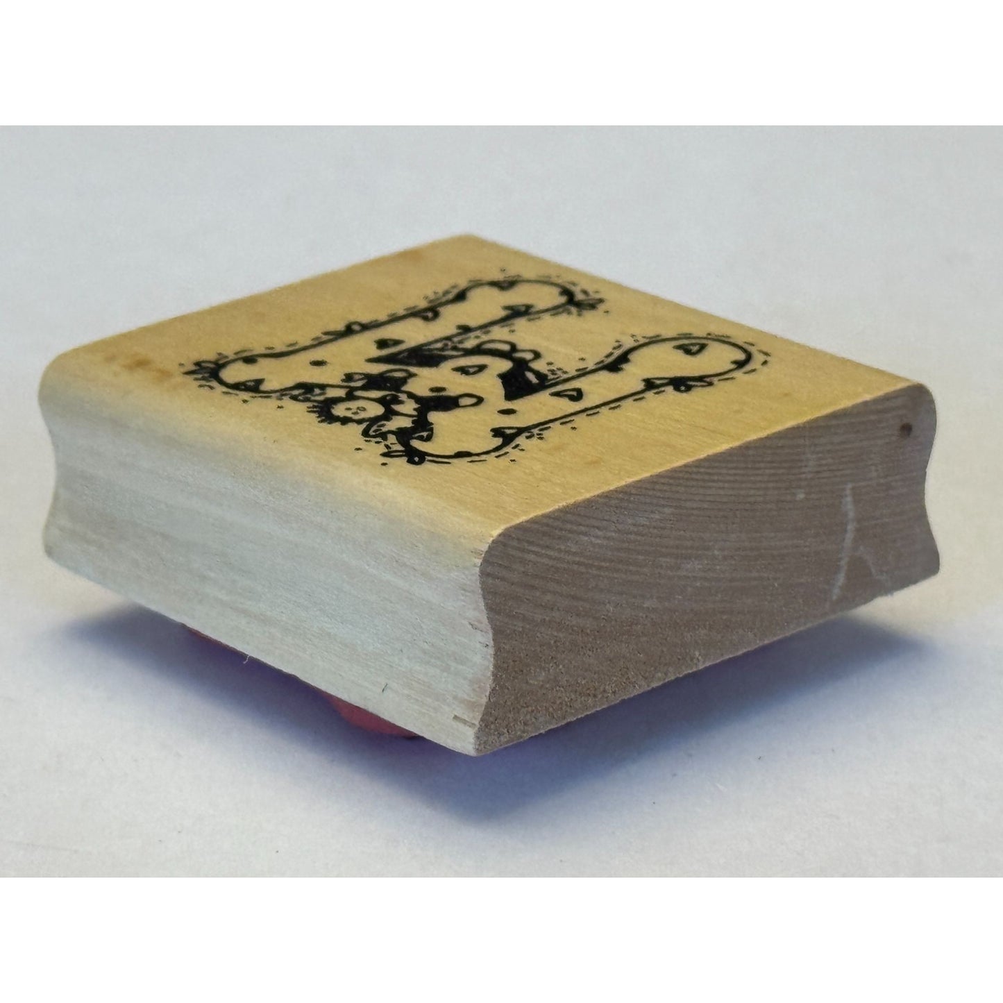 Hooks Lines and Inkers Rubber Stamp Alphabet Letter M Angel Initial Hearts Love
