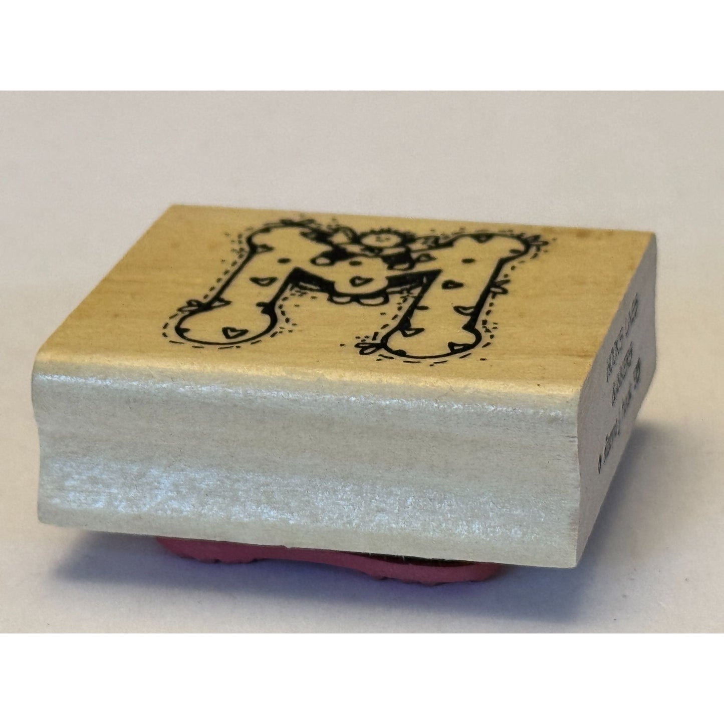 Hooks Lines and Inkers Rubber Stamp Alphabet Letter M Angel Initial Hearts Love