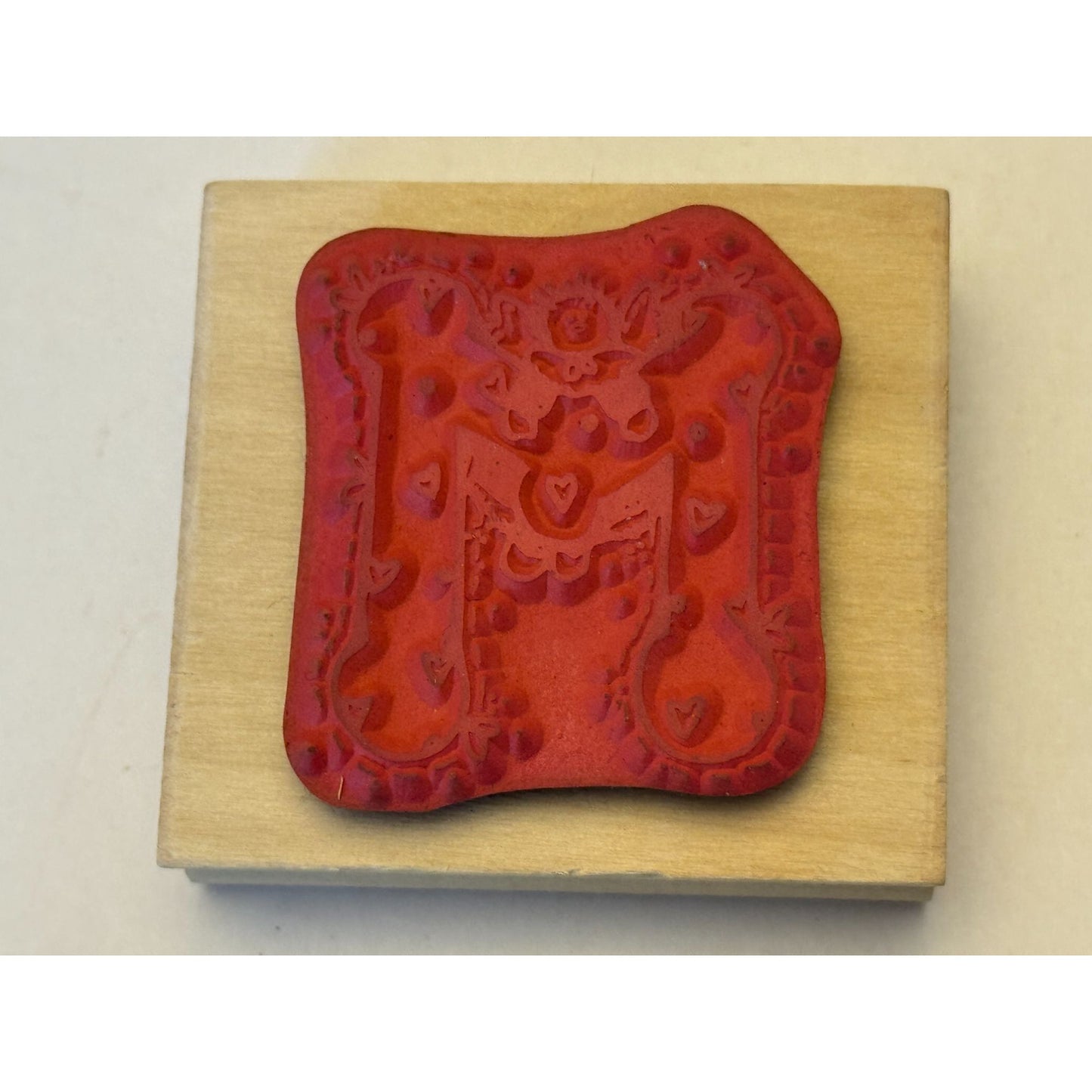 Hooks Lines and Inkers Rubber Stamp Alphabet Letter M Angel Initial Hearts Love