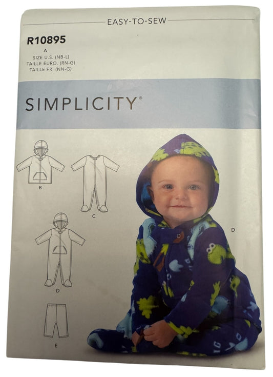 Simplicity Sewing Pattern R10895 Easy Baby Jacket Bodysuit Pants Winter NB 12M