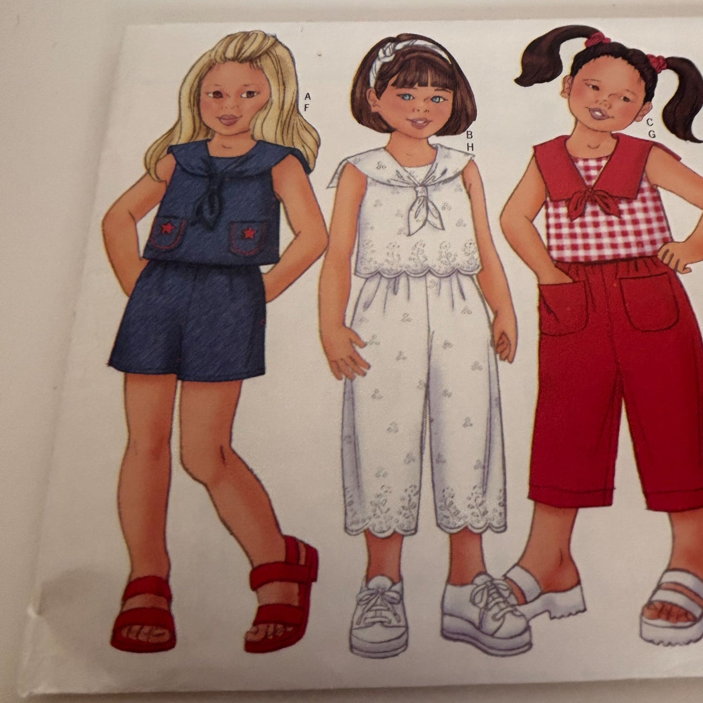 Butterick Sewing Pattern 6615 Girls Top Pants Shorts Summer Outfit CUT to size 5