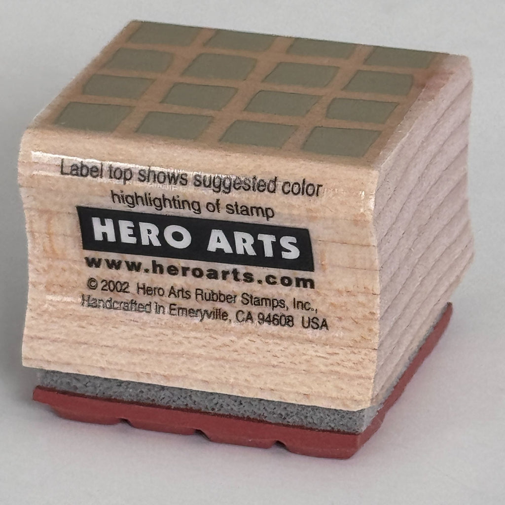 Hero Arts Rubber Stamp Square of Tiny Blocks Background Grid Texture Cardmaking Wood Mounted
