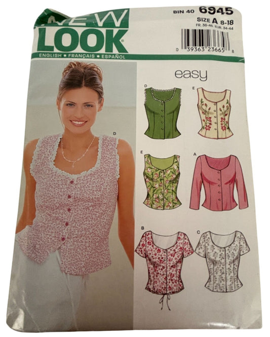 New Look Sewing Pattern 6945: Misses' Fitted Top