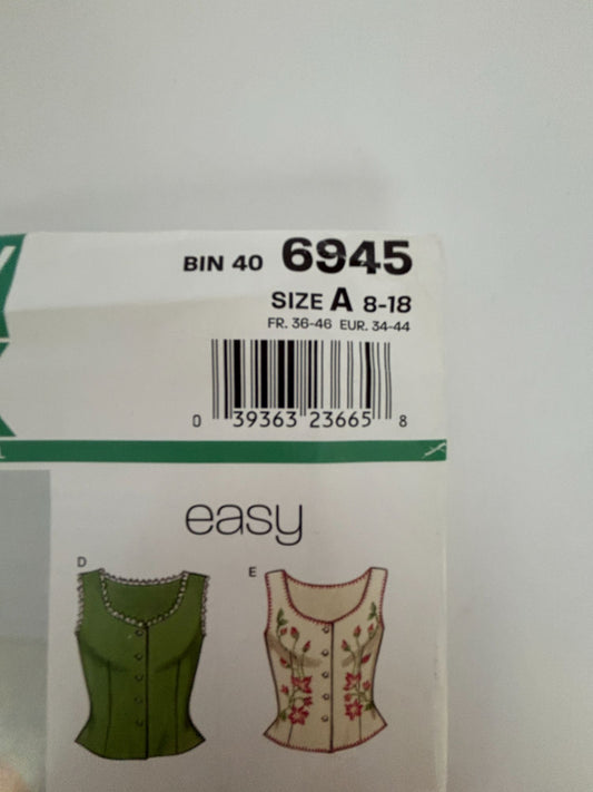 New Look Sewing Pattern 6945: Misses' Fitted Top