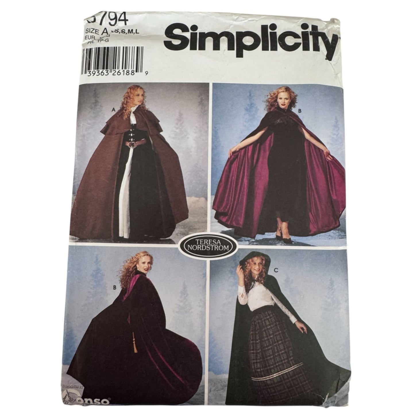 Simplicity Sewing Pattern 5794 Misses Costume Cape Cloak Fantasy Hooded 6-20 Uncut Halloween