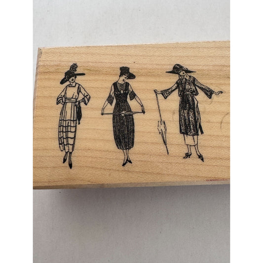 B Line Designs Rubber Stamp The Review 1920s Ladies Fashion Flapper Dress Hat