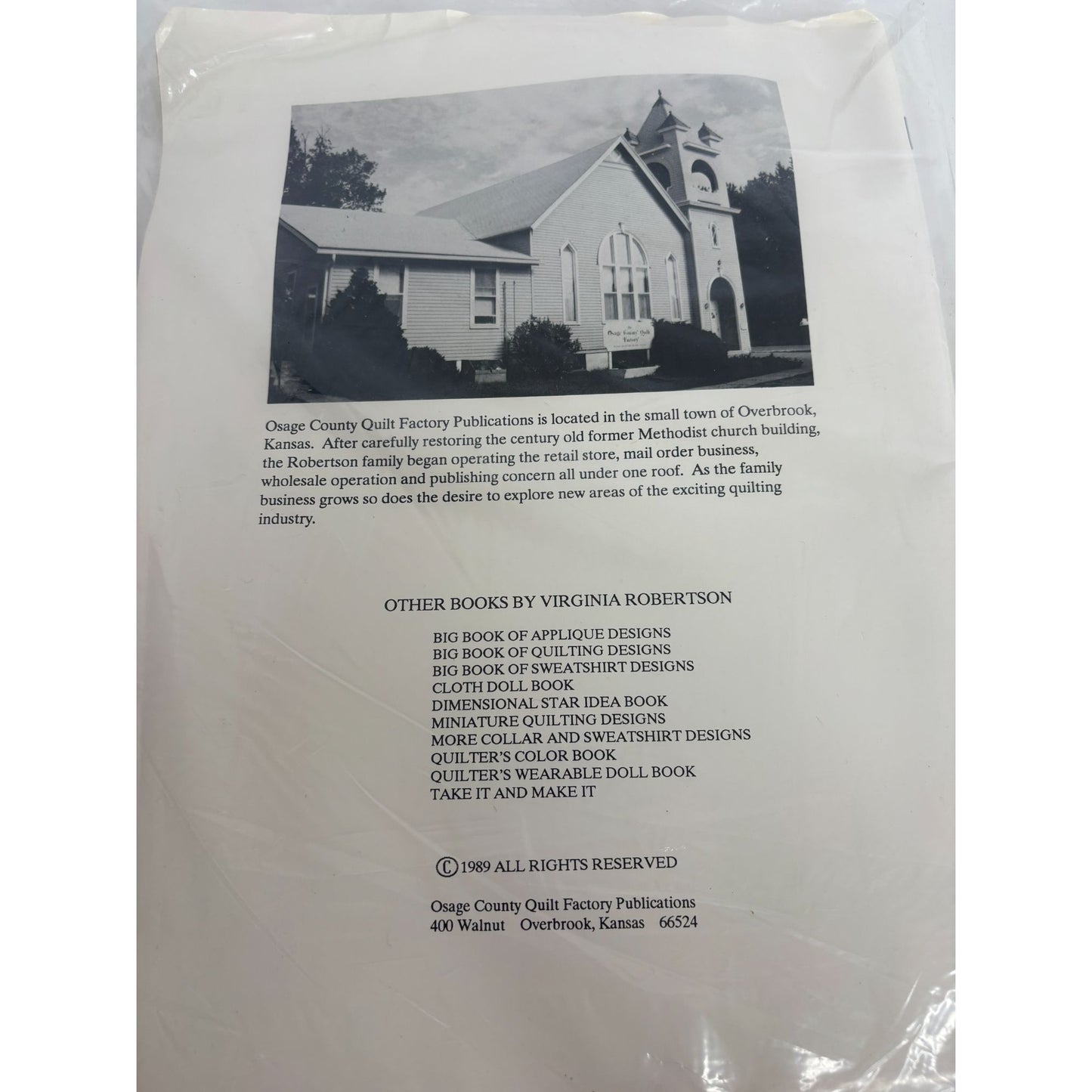 Osage County Quilt Factory Sewing Pattern Quilters Apron Jumper Uncut One Size
