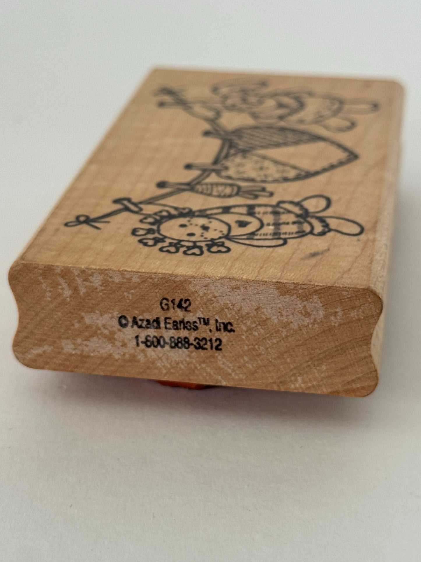 Azadi Earles Rubber Stamp Clothes Line Stuffed Animals Doll Heart Card Making