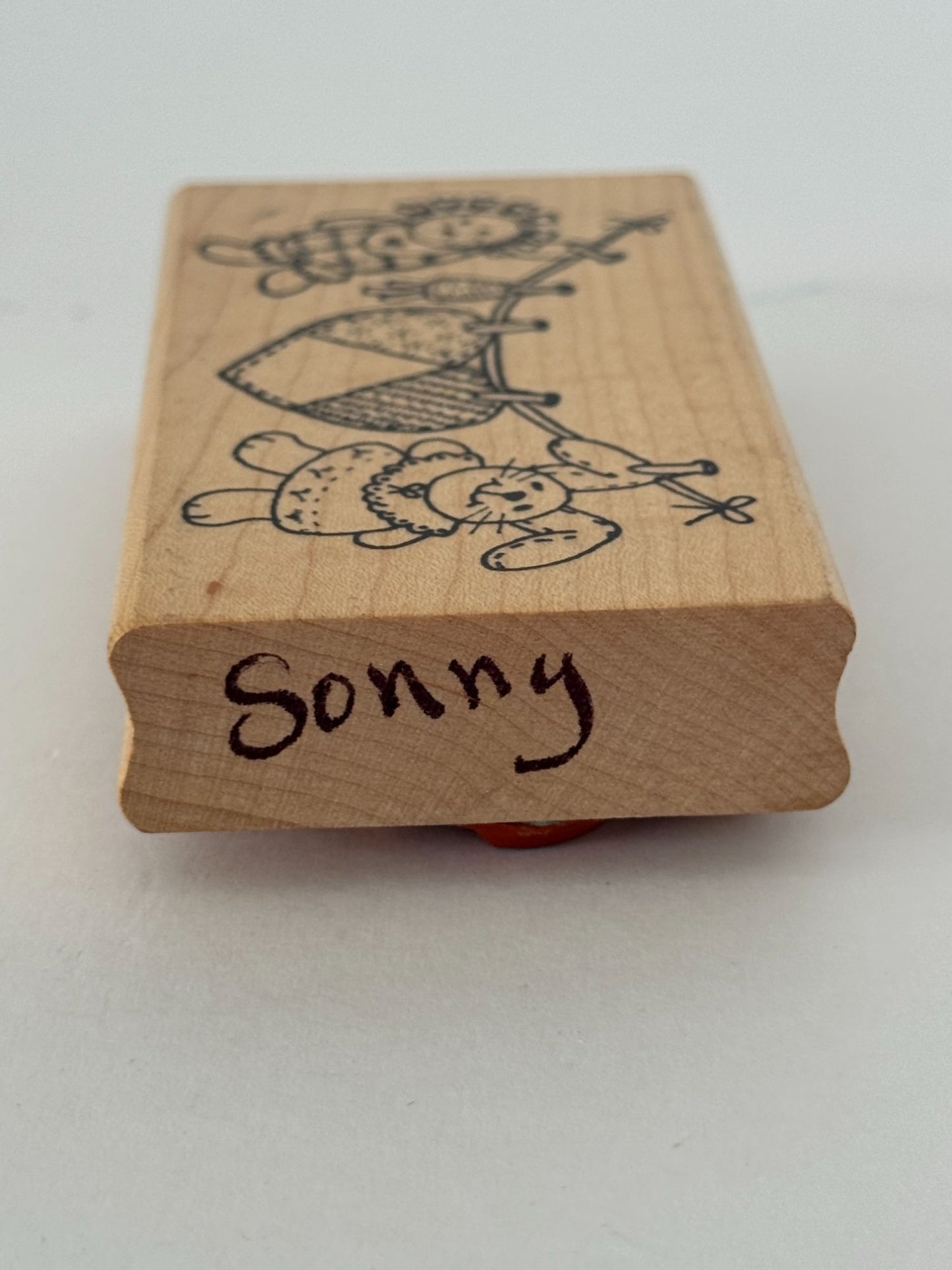 Azadi Earles Rubber Stamp Clothes Line Stuffed Animals Doll Heart Card Making