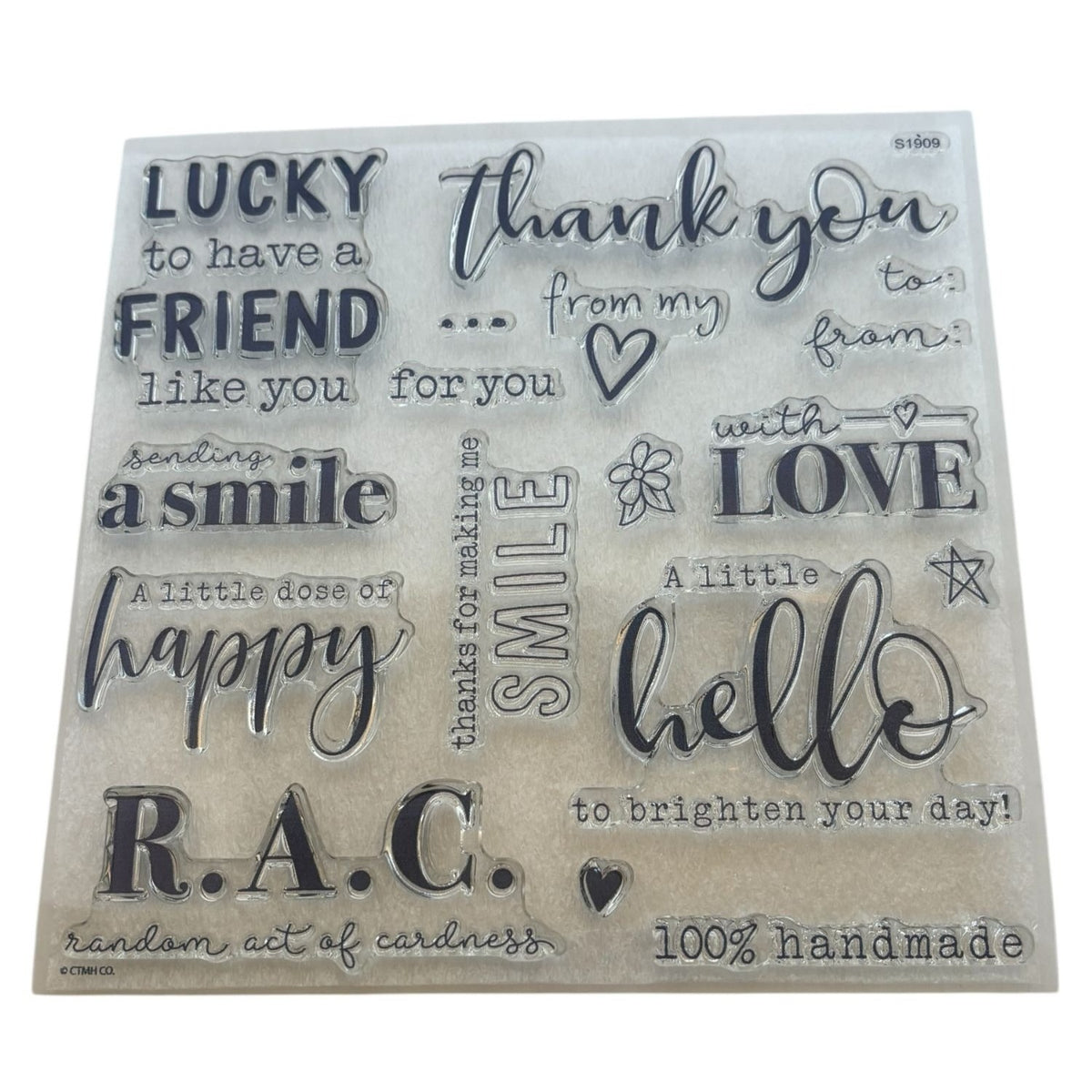 CTMH Acrylic Stamp Set Random Act of Cardness Handmade Card Making Words For You