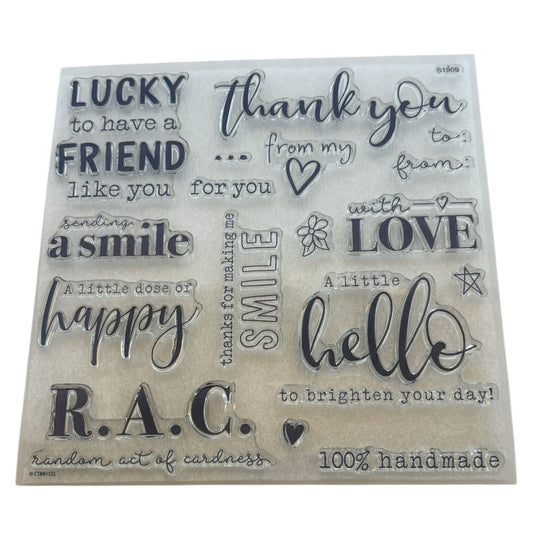 CTMH Acrylic Stamp Set Random Act of Cardness Handmade Card Making Words For You