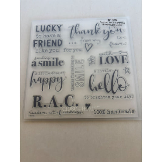 CTMH Acrylic Stamp Set Random Act of Cardness Handmade Card Making Words For You