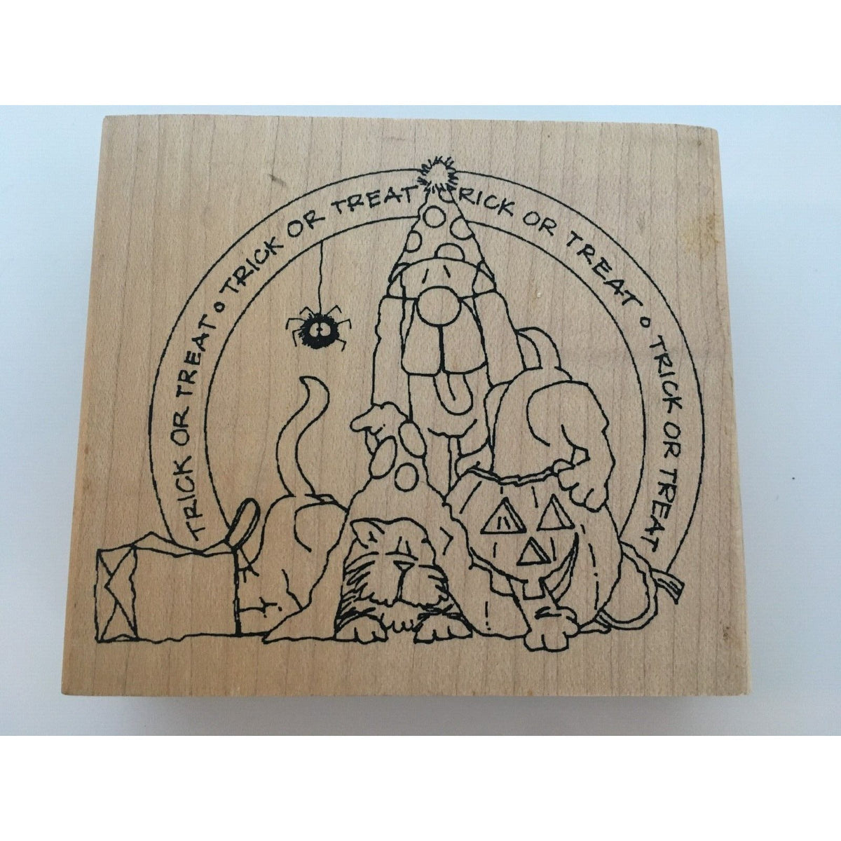 Inky Antics Rubber Stamp Trick or Treat Halloween Costume Dogs Puppy Spider Fun