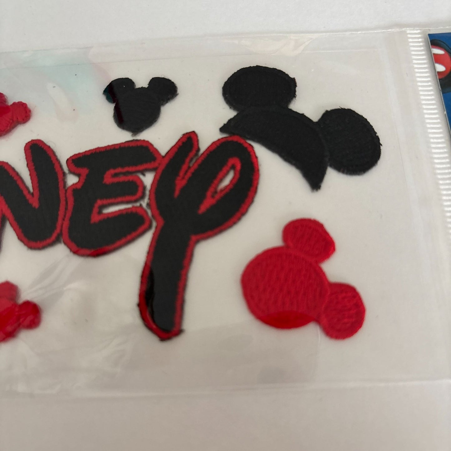 Disney Embroidered Stickers Mickey Mouse Ears Red Black for Scrapbooking Crafts